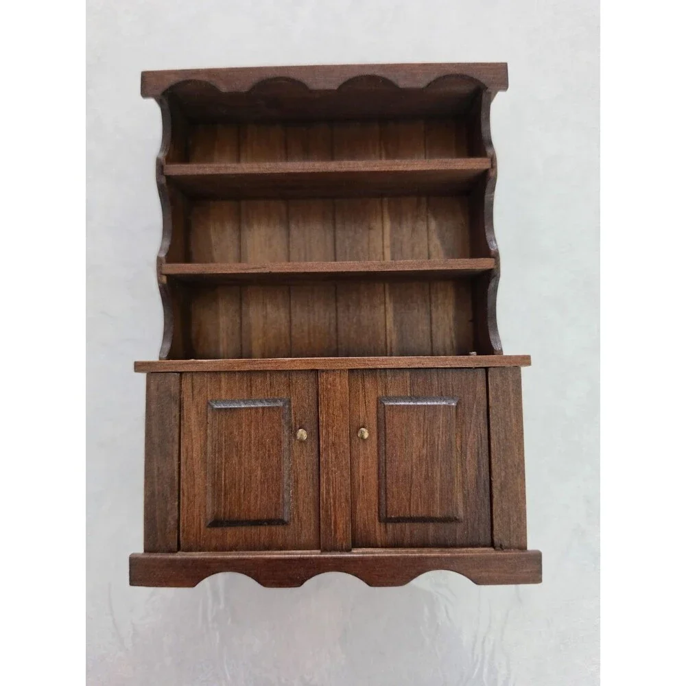 VTG Ed Whitten Country Pine Dollhouse Hutch Cabinet 1:12 Mini Furniture 2 Piece